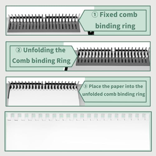 RAYSON Plastic Binding Combs, Mixed Size, 19rings, 1/4in, 5/16in, 3/8in, 1/2in, Binding Capacity 20-90 Sheets, Letter Size, White, Pack of 100 - Image 3