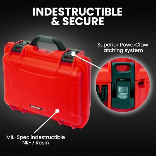 NANUK 915 Hard Case with Cubed Foam – Compact Waterproof Travel Camera Hard Case with Padded Dividers, 13.8” x 9.3” x 6.2” – Dustproof and Impact Resistant, Airline Carry-On Approved – Red - Image 2