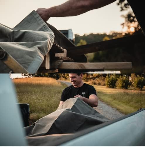 WHITEDUCK Canvas Tarp Heavy Duty Water Repellent 18 oz. Mold & UV Resistant, Rustproof Grommets, Industrial & Commercial Cloth Tarp (Cut Size: 7'x9', Finished Size: 6'6" x 8'6", Olive) - Image 4
