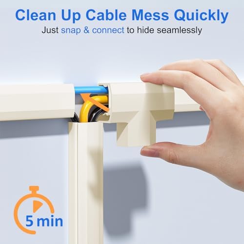 Yecaye TV Cord Hider, 125in Cord Cover, W1.18in H0.6in, Beige - Image 3
