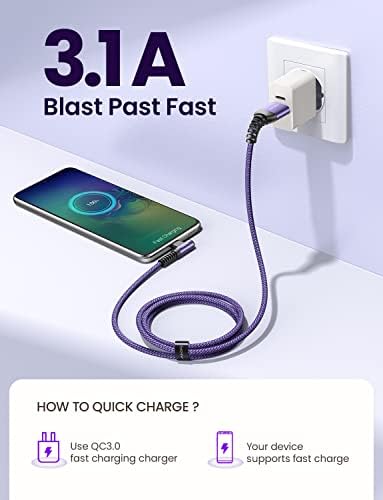 AINOPE USB C Charger Cable, 3.1A Type C Charger Cable Fast Charging, [2 Pack, 2M] Right Angle USB c Fast Charger Cable Compatible with Samsung Charger Type c, Huawei, Google Pixel, Sony Xperia, LG - Image 4