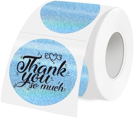 3 Inch Holographic Thermal Labels,Round Thermal Printer Labels,Waterproof Thermal Printer Stickers for DIY Logo Design,Name Tag,QR Code,Thanks Card 150 Labels/Roll (Blue dots) by Unknown