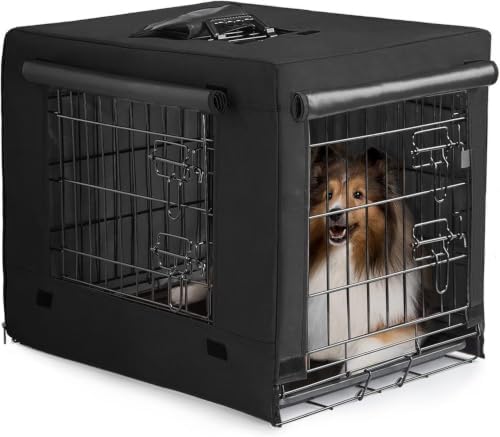 DONORO Dog Crates for Small Size Dogs Indoor Double Door Dog Kennels & Houses for Puppy and Cats, Collapsible Metal Contour Dog Cages (Black, 24.0" L x 18.0" W x 20.0" H) by DONORO