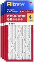 Filtrete 12x36x1 Air Filter, MERV 11, MPR 1000, 4 HVAC Filters by Filtrete