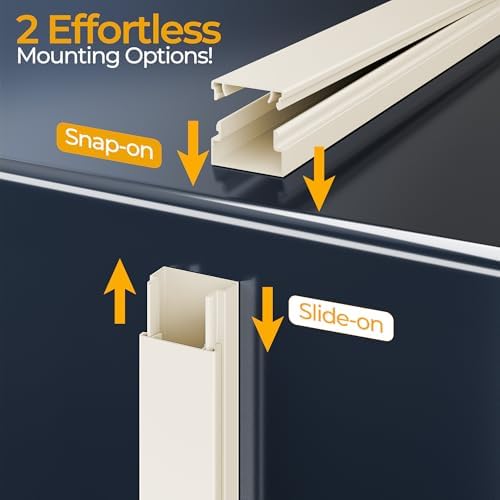 Cord Hider Kit, 113.4in Cord Covers for 2-4 Wires on Wall, Self-Adhesive Cable Hider Wire Covers for Cords on Wall, Paintable Cable Cover Raceway, Cord Hider for Walls Mount Tv, W0.95 H0.55in, Beige - Image 6