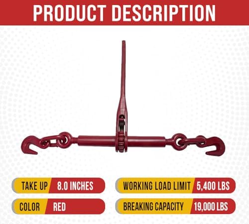 (8 Pack) Ratchet Load Lever Binder 5/16" 3/8" Chain Binders Tie Down Hauling - Image 2