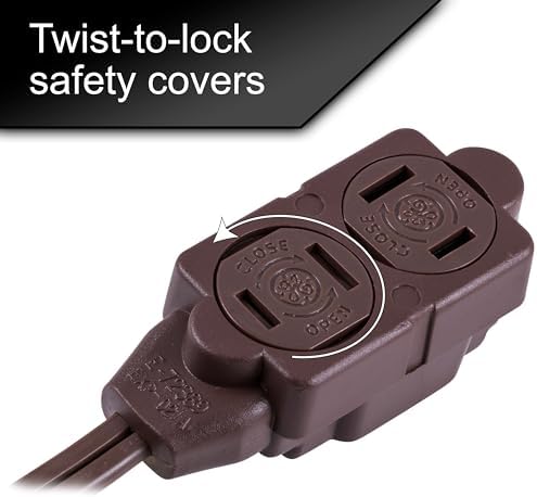 GE 3-Outlet Extension Cord with Multiple Outlets 15 Ft Power Strip 2 Prong - Image 3