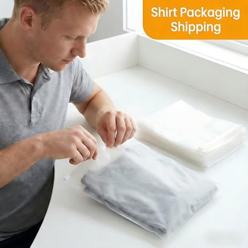 14 x 20 Inch Clothes Packaging Bags for Shipping, 50 Pcs Plastic Frosted Zipper Slider Bags without Vent Hole for Clothing, T-shirt, Travel Storage, Small Business, 3 Mil - Image 3