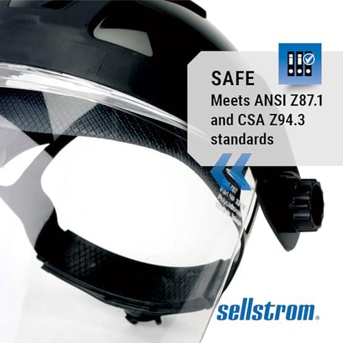 Sellstrom DP4 Face Shield - Lightweight Mask with High Impact Crown & Ratchet Headgear for Work, Grinding, Cutting - ANSI Z87.1 - Anti Fog Polycarbonate Window - Image 6
