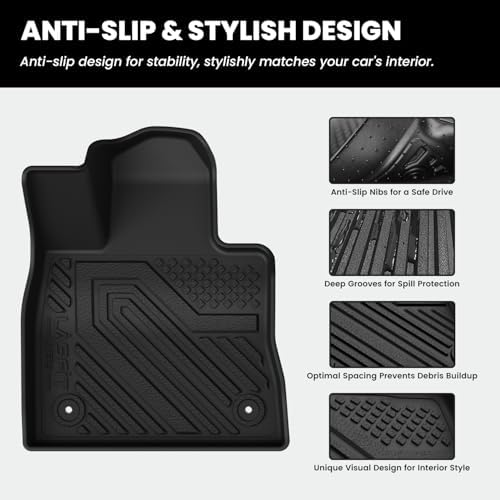 LASFIT Floor Mats for Lexus ES 2025-2019 with Cargo Mat, TPE Black - Image 5