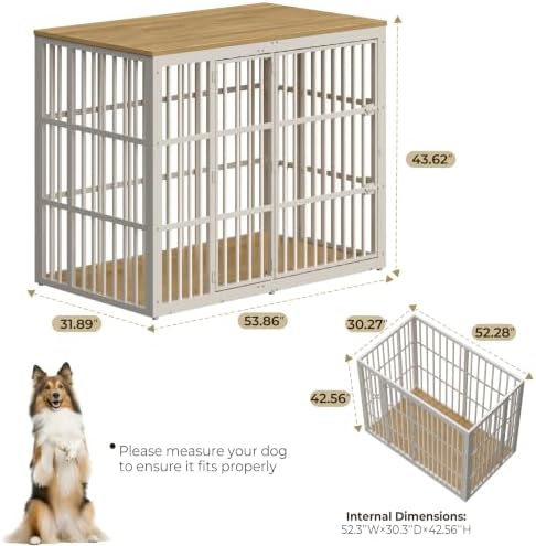 Lyromix 54" Taller Dog Crate Furniture for Great Dane, Natural Beech - Image 7