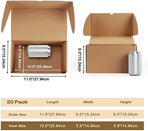 RLAVBL 11x6x6 Inches Shipping Boxes Set of 20, Brown Small Corrugated Cardboard Box, Mailer Boxes for Packing Small Business - Image 2