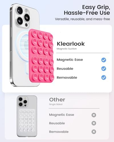 Klearlook Magnetic Suction Phone Mount for MagSafe Case, Hot Pink - Image 3