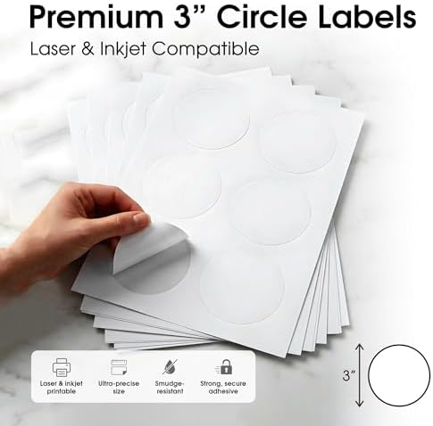 3 Inch Circle Labels for Laser & Inkjet, Spartan Industrial Template C006 - Image 2