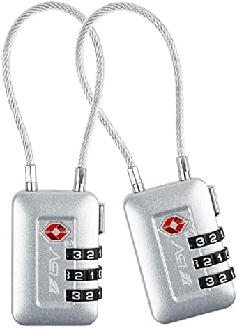 TSA Accepted Luggage Travel Lock, Set-Your-Own Combination Lock for School Gym Locker, Luggage Suitcase Baggage Locks, Filing Cabinets, Toolbox, Case (Silver, 2 Pack) by BV