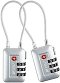 TSA Accepted Luggage Travel Lock, Set-Your-Own Combination Lock for School Gym Locker, Luggage Suitcase Baggage Locks, Filing Cabinets, Toolbox, Case (Silver, 2 Pack) by BV