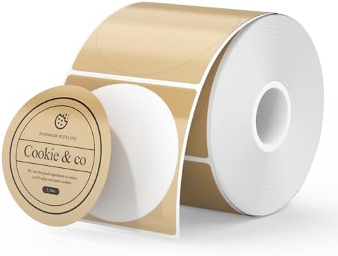 MUNBYN 3 Inch Brown Round Thermal Labels for Business, 500 Labels/1 Roll by MUNBYN
