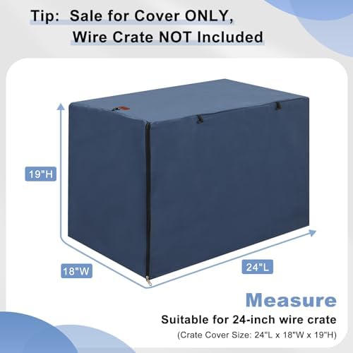 Seiyierr Dog Crate Cover - Kennel Covers Fit for 24 Inch Dog Crate, Double Door Polyester for Wire Puppy Crate Indoor Outdoor Protection, Blue - Image 2