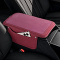 SINGARO Car Leather Center Console Cover with 2 Storage Bags, Universal Furry Fluffy Car Armrest Seat Box Pad, Comfortable Car Interior Accessories, Fits for Most Vehicles (Red) by SINGARO