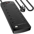 Power Strip, Nuetsa Surge Protector with 12 Outlets and 4 USB Ports, 10 Feet Flat Plug Extension Cord for Home, Office, Dorm Essentials, 2700 Joules, ETL Listed, Black by Nuetsa