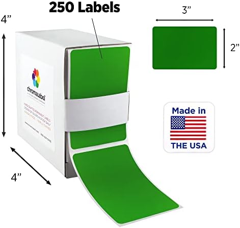 ChromaLabel 2 x 3 Inch Green Rectangle Labels, Writable, 250/Box - Image 2