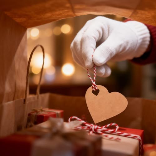 100PCS Heart Shaped Kraft Paper Gift Tags with 33 Feet Twine, Brown Blank Hang Tags for Wedding Favors, Valentines Day Present Wrapping, DIY Crafts and Party Name Labels - Image 4