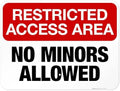 Restricted Access Area No Minors Allowed Sign, 18x24 Inches, Rust Free .063 Aluminum, Made in USA by Sigo Signs by SigoSigns