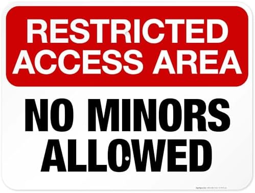 Restricted Access Area No Minors Allowed Sign, 18x24 Inches, Rust Free .063 Aluminum, Made in USA by Sigo Signs by SigoSigns