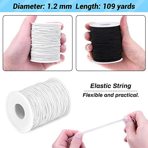 Elastic String Cord, Selizo 2 Pack Stretchy String for Bracelets, Necklace, Beading, Jewelry Making and Sewing (1.2 MM, 109 Yards, Black & White) - Image 2