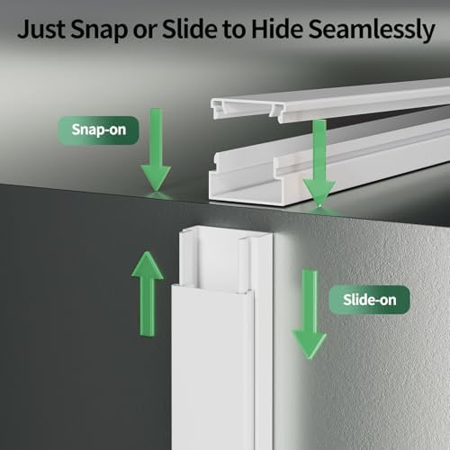 Cord Hider, 425in Cord Covers for 1-2 Wires on Wall, Paintable Cable Hider Wire Covers for Cords on Walls, Easy Set-up Cable Cover Cable Concealer to Hide Cables on Wall, W0.59 H0.4in, White - Image 6