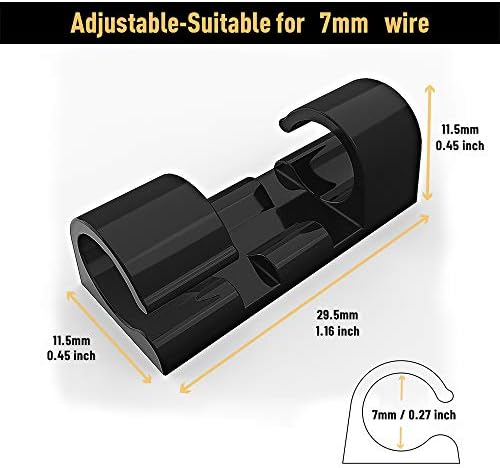 Cable Clips with Strong Self-Adhesive, XIAOXI Cable Management TV PC Wire Holder Sticky Tidy and Organizer Cord and Wires - 40 Pcs (Black) - Image 5