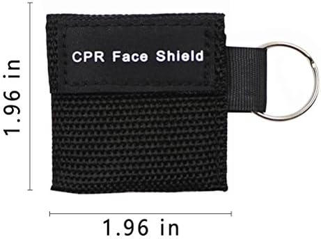 CPR Face Shield Mask Keychain Ring Emergency Kit 10pcs for First Aid or CPR Training, Black - Image 2