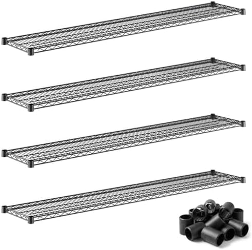 14x72 4-Pack Black Wire Shelf, NSF Metal Storage Rack Shelving Add-On Extra Tier Replacement by Zedfire