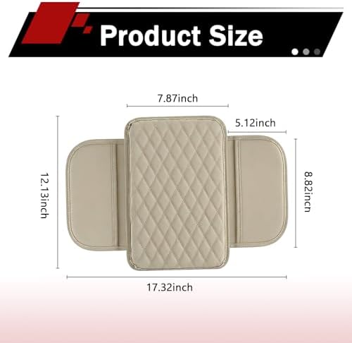 Car Center Console Cover, Waterproof Leather Car Armrest Cover Cushion with Side Storage Pockets, Upgraded Vehicle Armrest Storage Box, Universal for SUV, Sedan, Truck (Gray) - Image 2