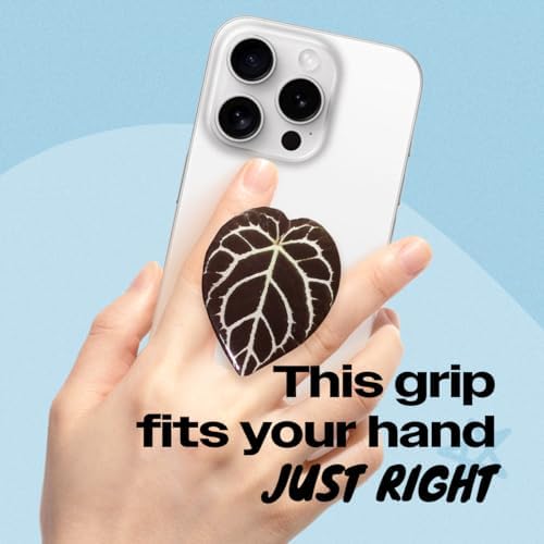 OnTheGrip Cute Acrylic Tropical Leaf Design Collapsible Expandible Mobile Phone Grip Stand Holder for Smartphone Tablet Cell Phone Accessory (Crystallinum Dark) - Image 2