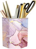 Large Capacity Colored Ceramic Marble Pencil Storage Marker Pen Holder Cute Stationery Holder For Office,High School College Student Girl Women Adult Teen Gift, Pink by WAVEYU