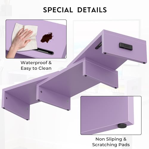 BONTEC Dual Monitor Stand Riser, Adjustable Length & Swivel Angle, Purple - Image 7