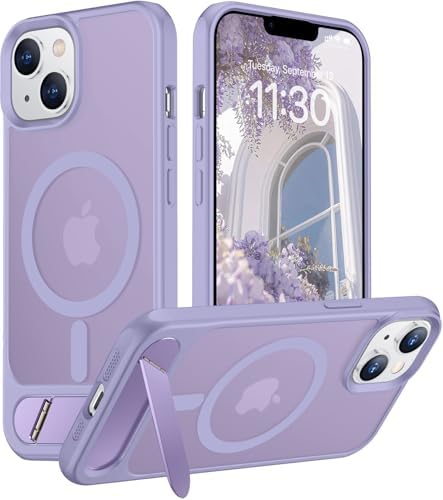 Temdan Magnetic Compatible with iPhone 14 Case/iPhone 13 Case,[Built-in Invisible Kickstand][Compatible with MagSafe][Military Grade Shockproof] Slim Translucent Matte Phone Case for iPhone 14/13 6.1" by Temdan
