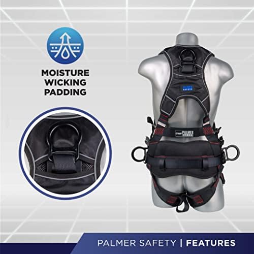 Palmer Safety Hammerhead 5pt Safety Harness Back Padded, QCB Chest, Tongue Buckel Legs Straps, Back & Side D-Rings - Image 4