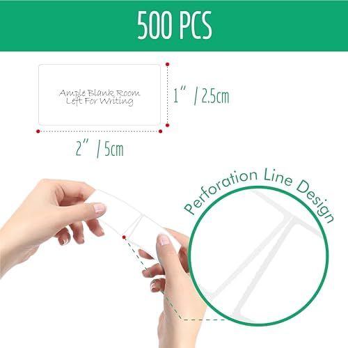 500 Removable Blank Food Labels, Water/Oil/Tear Resistant with Perforation Line for Freezer Food Containers Jars Pantry Organization (Each Measures 1” x 2”) - Image 2