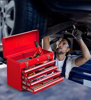 4 Drawers Metal Tool Box Portable Steel Tool Chest - Image 2