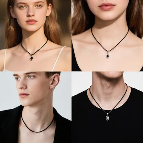 Black Leather Necklace Cord with Clasp Braided Wax Rope Chain for Men Women with Stainless Steel Clasp 2mm Leather Cord Necklace for Pendant - Image 3