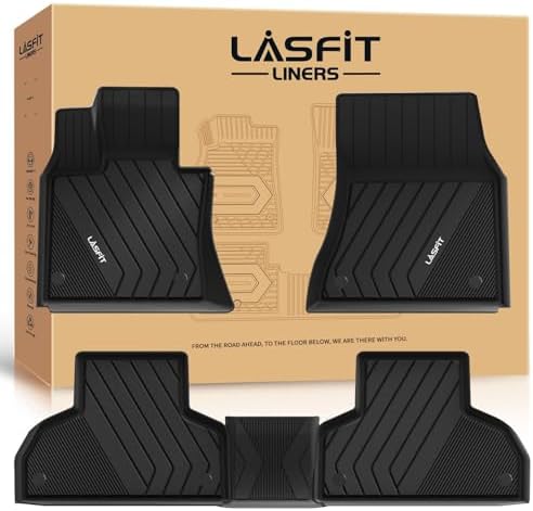 LASFIT Floor Mats for BMW X5 (F15) 2014-2018 / for BMW X6 (F16) 2015-2019, Custom Fit TPE All Weather Floor Liners 1st & 2nd Row Car Mat, Black by LASFIT