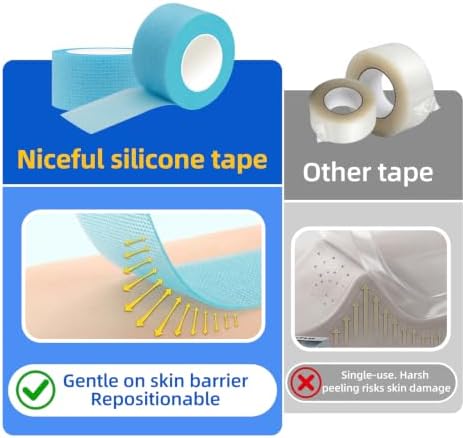Niceful Silicone Tape, Hypoallergenic, Painless Removal, 1" x5.5Yd 2 Rolls - Image 3