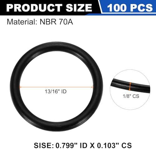 uxcell 100Pcs AS-117 NBR 70A O-Rings 13/16"ID x 3/32"CS/0.799"ID x 0.103"CS - Image 2