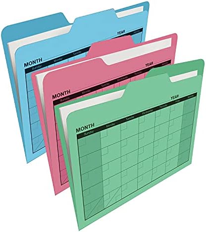 Find It File Folders - Pack of 12 Tabbed, Letter Size Calendar Filing Folders for Office, School and Home Organization, Back to School Supplies for College Students - Assorted Colors - Image 2