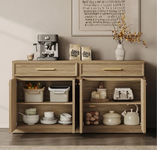 SICOTAS Buffet Cabinet with Storage Tall Modern Accent Storage Cabinet with Doors and Shelves 60 inch Wide Wooden Sideboard Credenza Buffets Console Table Coffee Bar for Kitchen Dining Living Room - Image 5