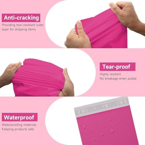 KKBESTPACK Pink Poly Mailers 10x13 in, Shipping Bags, 50 Pcs - Image 2