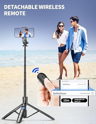 Aluminum 71" Phone Tripod, Travel Tripods for iPhone with Remote, Extendable Cell Phone Selfie Stick Tripod Stand Compatible with iPhone 17/16/15/14/13/Android/Camera - Image 4
