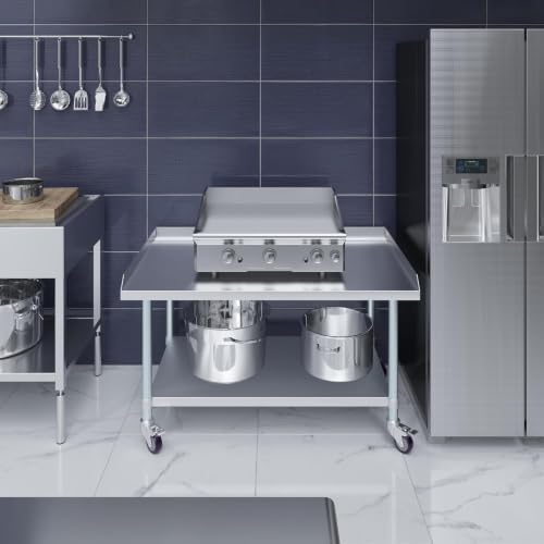 30" x 48" Stainless Steel Rolling Equipment Stand with Casters | 27" High Commercial Kitchen Work Table for Restaurant, Bakery, Garage & Foodservice - Image 6